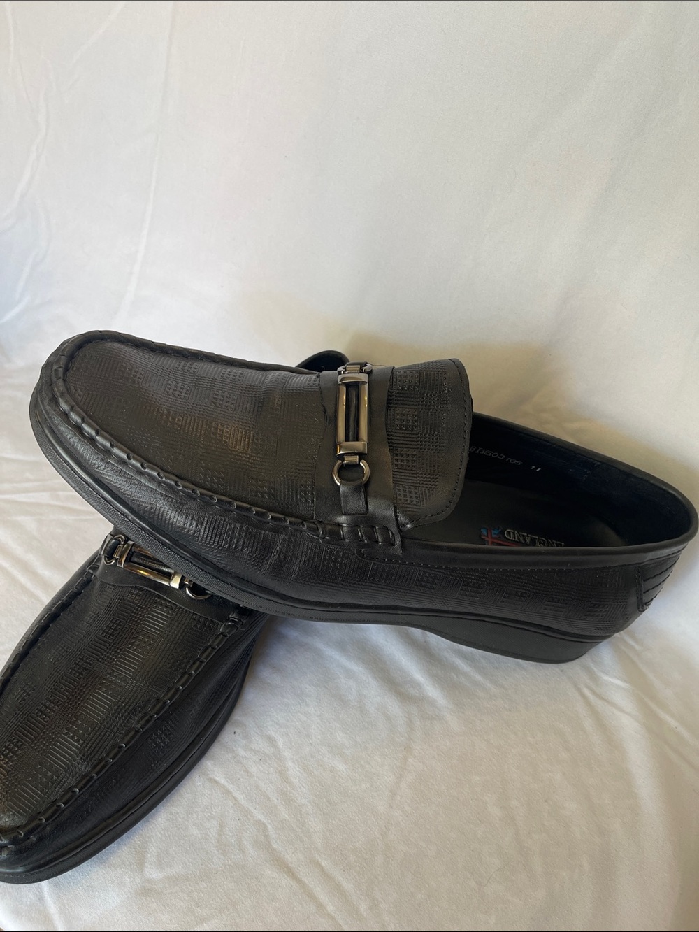 Men's Black Slip-On Dress Loafers with Metal Bit